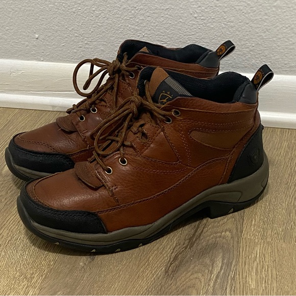 Ariat Brown Leather Lace Up Hiking Boots - Outstanding Condition - W10 - Picture 1 of 12